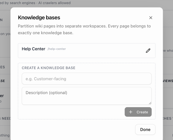 The Knowledge bases dialog