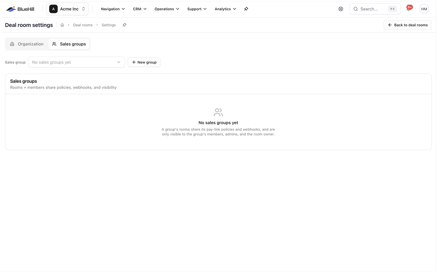 The Sales groups tab