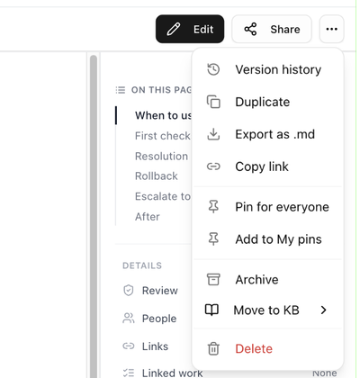 The page menu