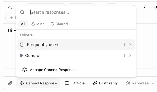 The canned response picker
