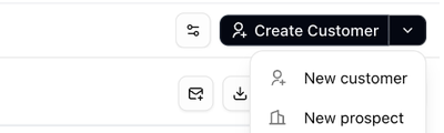 The Create Customer menu