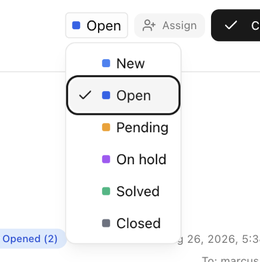 The Status dropdown