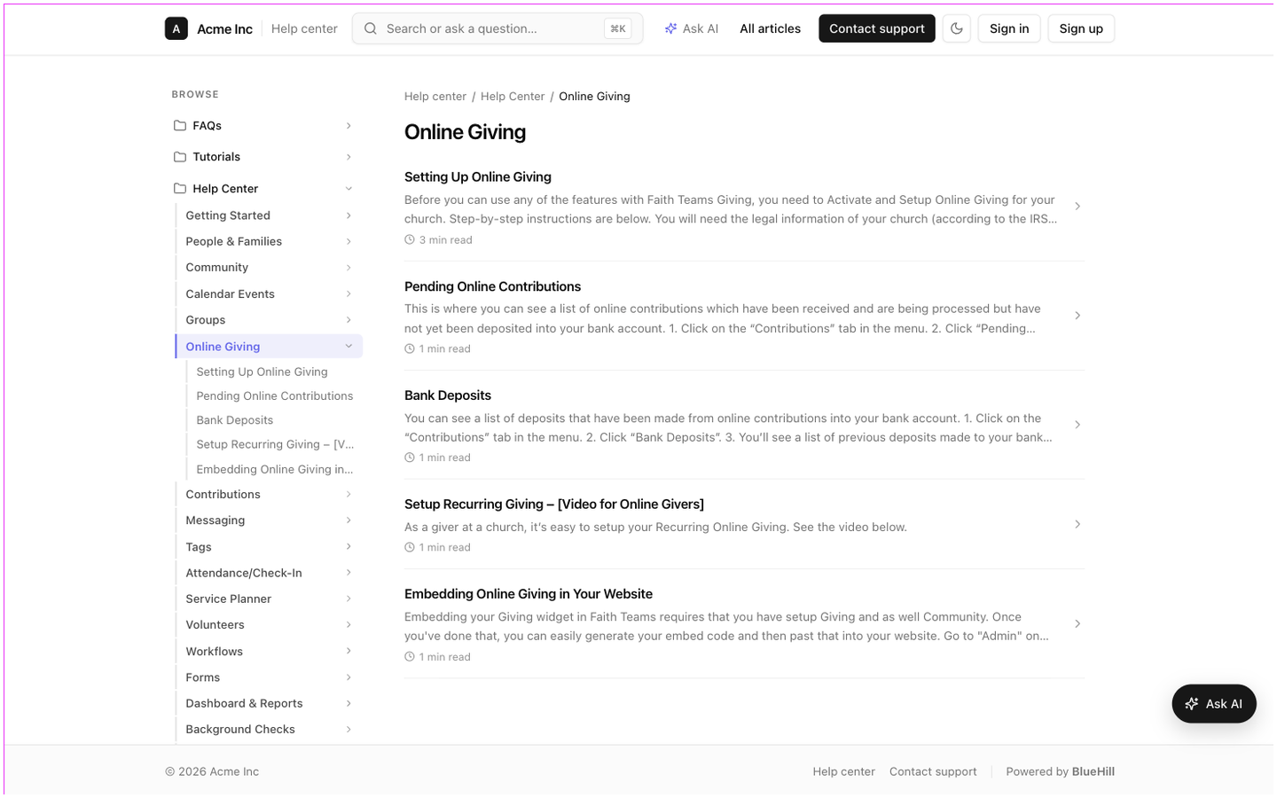 A category page