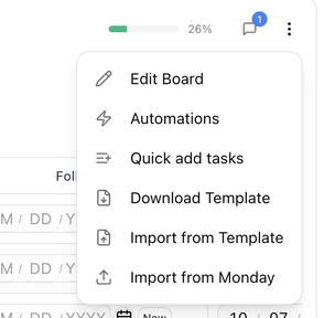 The board page menu