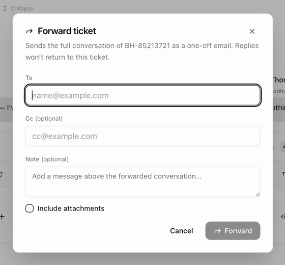 The Forward dialog