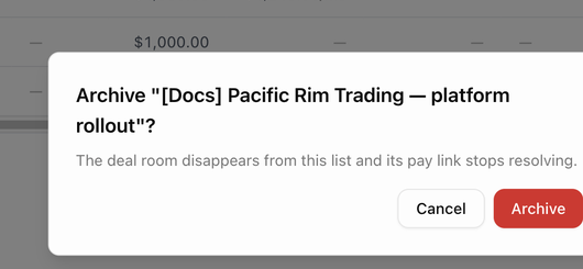 The Archive dialog