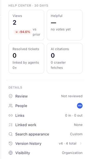 The details rail on a live article