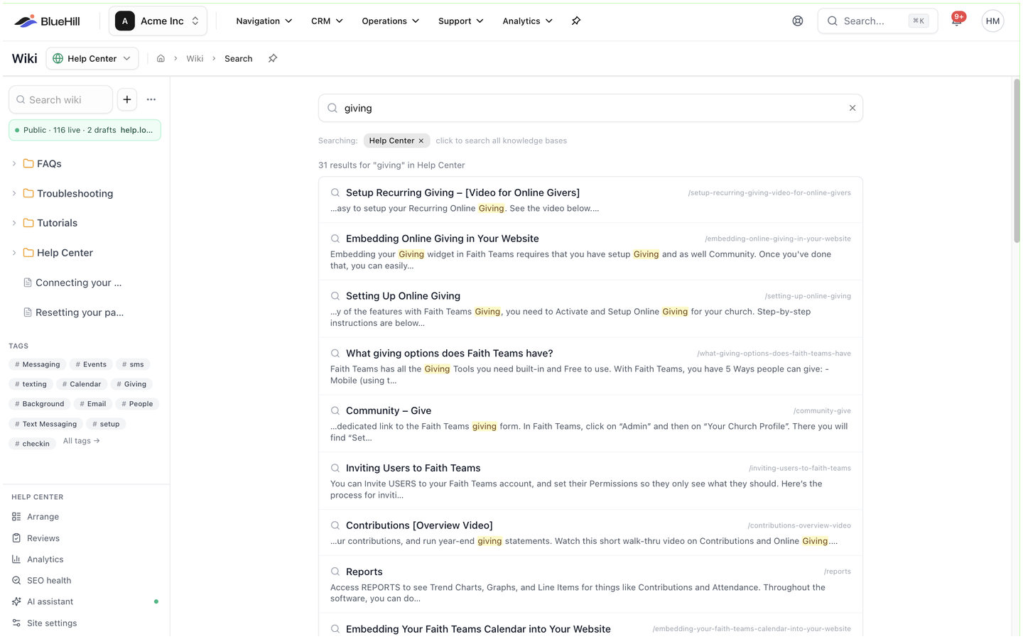 The search page