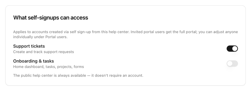 The What self-signups can access card