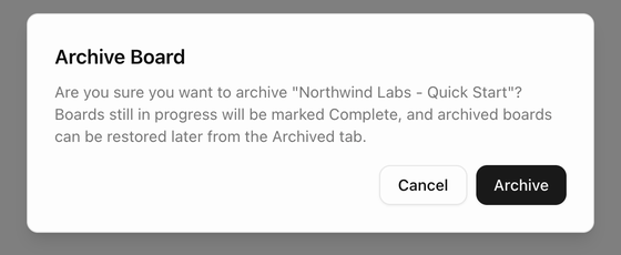 The Archive Board confirmation