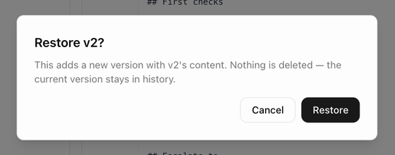 The Restore dialog