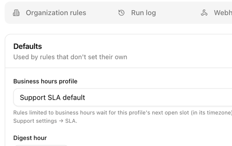 The Defaults tab