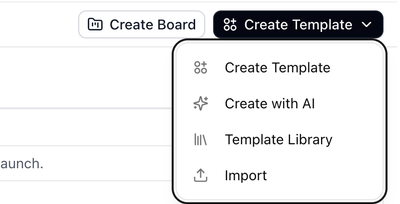 The Create Template menu