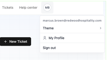 The user menu