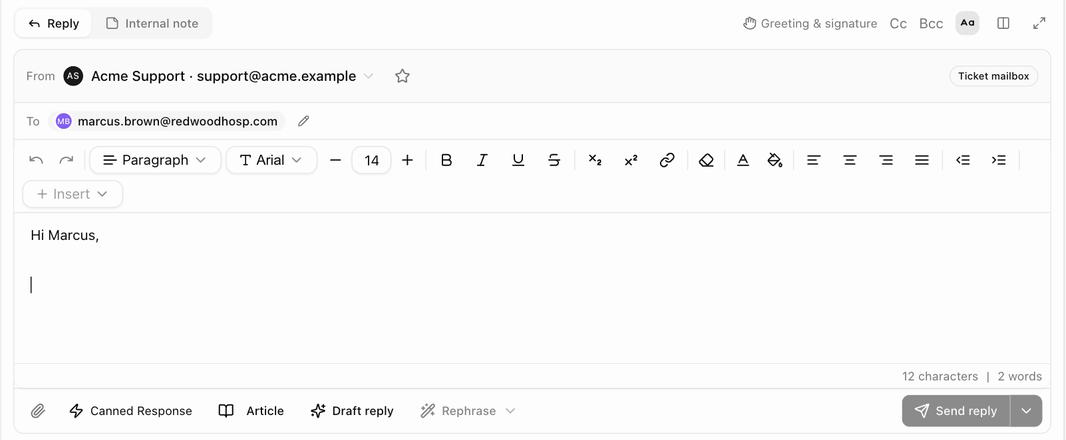 The composer in Reply mode