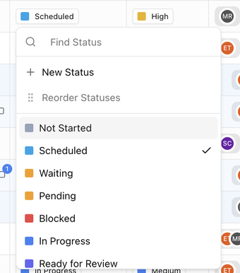 The task status picker