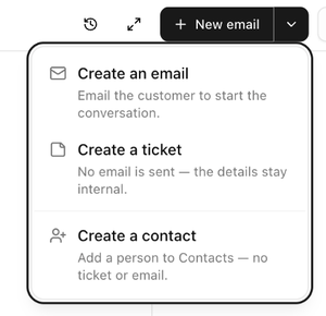 The New email menu