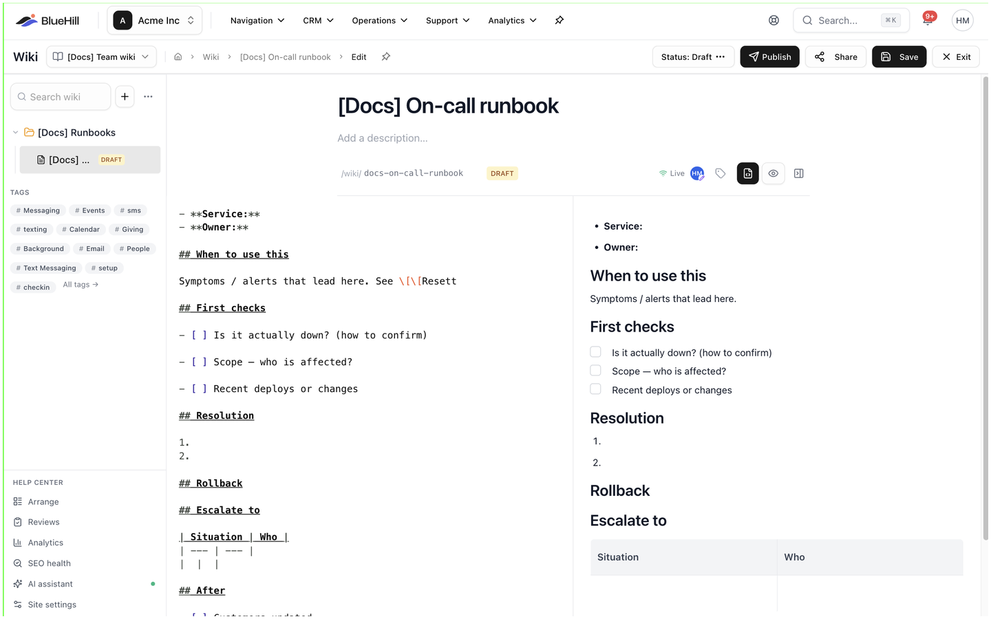 The source view with its preview