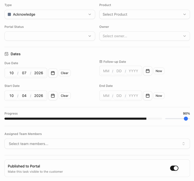 Published to Portal on a board task