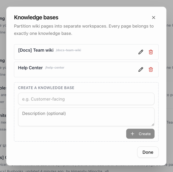 The Knowledge bases dialog
