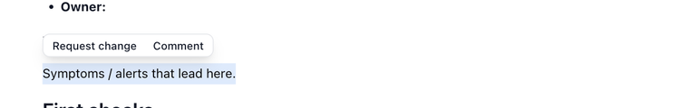 The Comment and Request change buttons above a selection