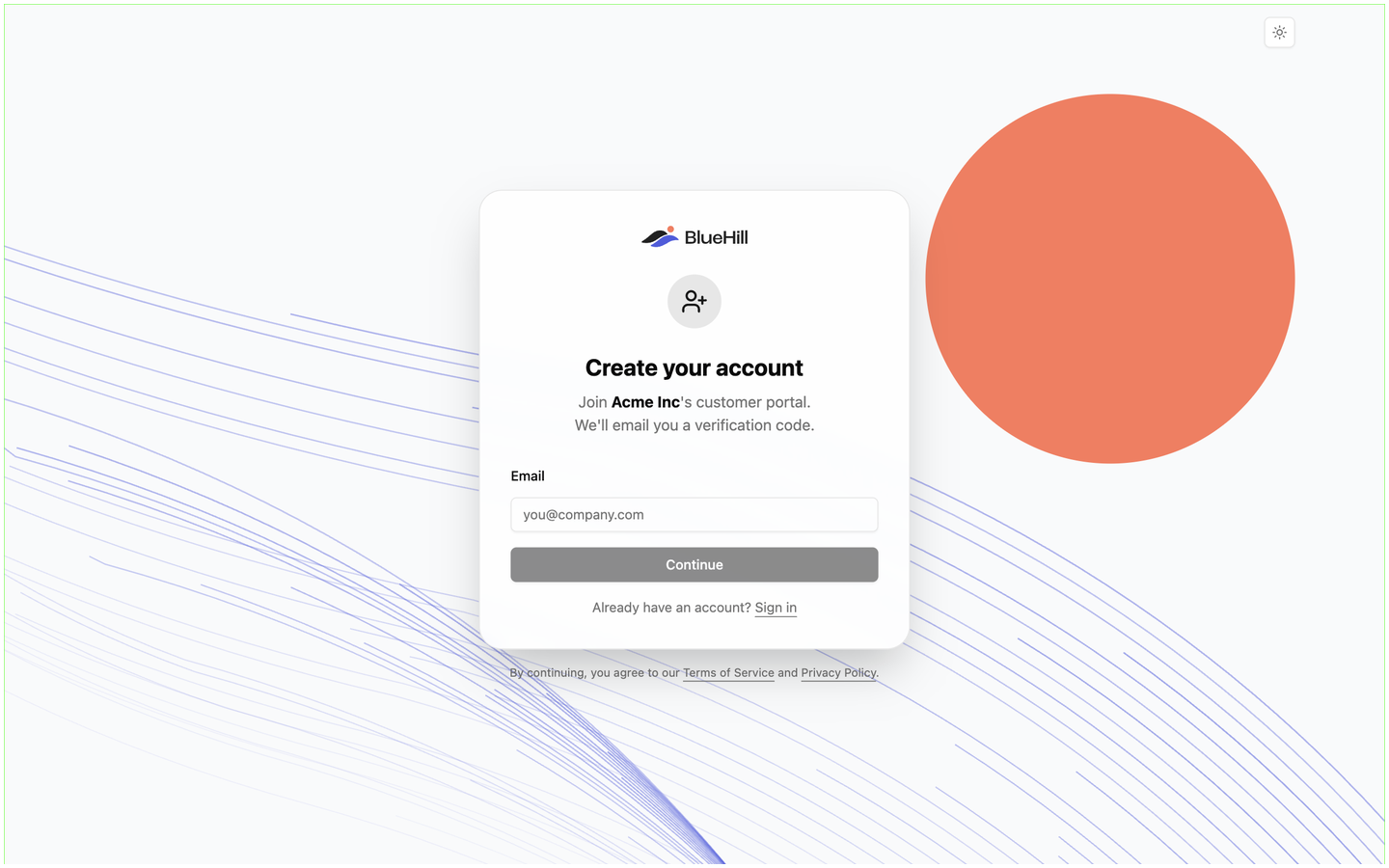 The Create your account page