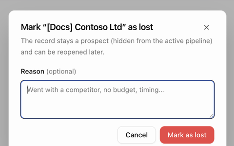 The Mark as lost dialog