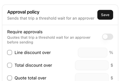 The Approval policy card