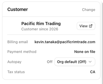 The Customer card