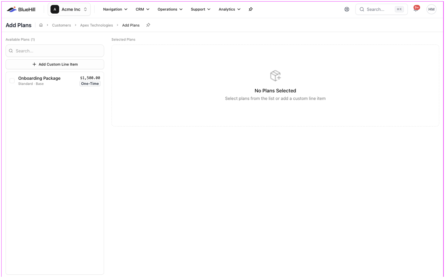 The Add Plans page