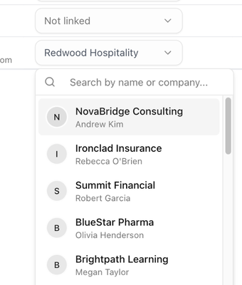 The Customer picker on the Portal users page