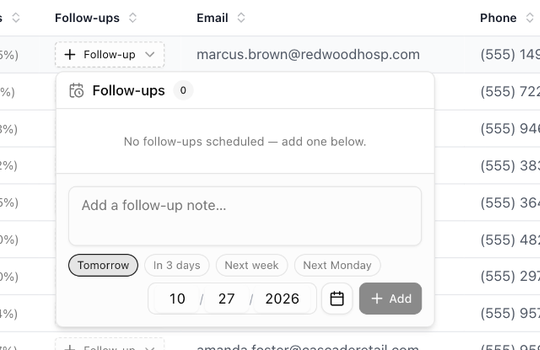 The Follow-ups popover