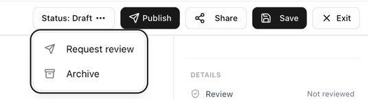 The status menu in the editor